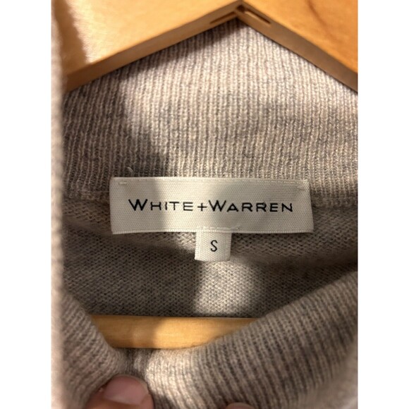 White + Warren Long Sleeve 100% Cashmere Mock Neck Sweater Dress Small Warm Gray - Picture 2 of 7